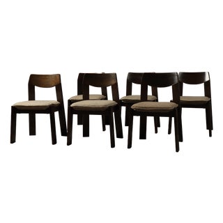 Brutalist Oak Dining Chairs, Netherlands, 1970s, Set of 6 For Sale
