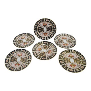 Mid 20th Century Royal Crown Derby 2451 Traditional Imari 8 3/8" Salad Plate - Set of 6 For Sale