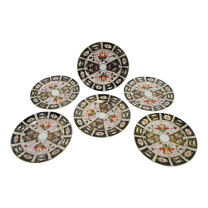 Mid 20th Century Royal Crown Derby 2451 Traditional Imari 8 3/8" Salad Plate - Set of 6