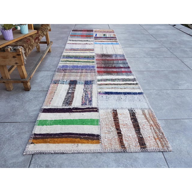 Bohemian Vintage Wool Kilim Runner For Sale - Image 9 of 10