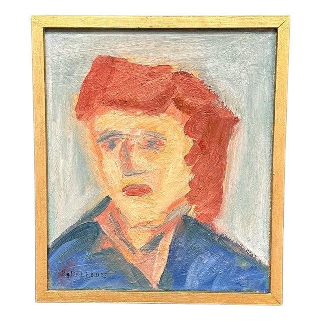 Bengt Delefors, Portrait, 1950s, Oil Painting on Canvas, Framed For Sale