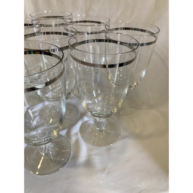 Art Deco Vintage Fostoria Platinum Rim Water Glasses, Set of 8 For Sale - Image 3 of 7