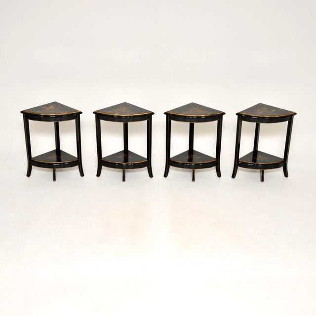 Wood Antique Chinoiserie Lacquered Nesting Tables, 1920s, Set of 5 For Sale - Image 7 of 14