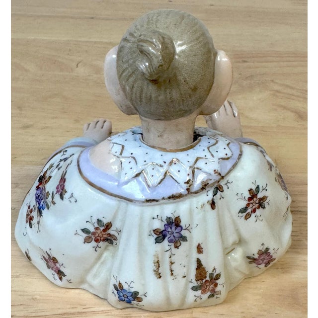 Cream 19th C. Sitzendorf Meissen Style Seated Chinoiserie Nodder, Moving Head & Hands For Sale - Image 8 of 12