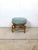 Tan Vintage Rattan Ottoman Footstool in Seafoam Green Upholstery For Sale - Image 8 of 10