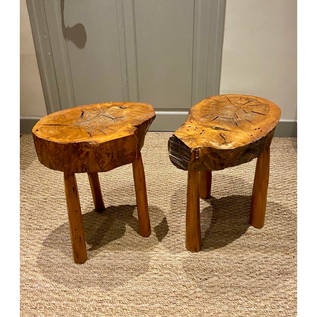 Vintage Sculptural Wood Stools, 1970s, Set of 2 For Sale - Image 13 of 13