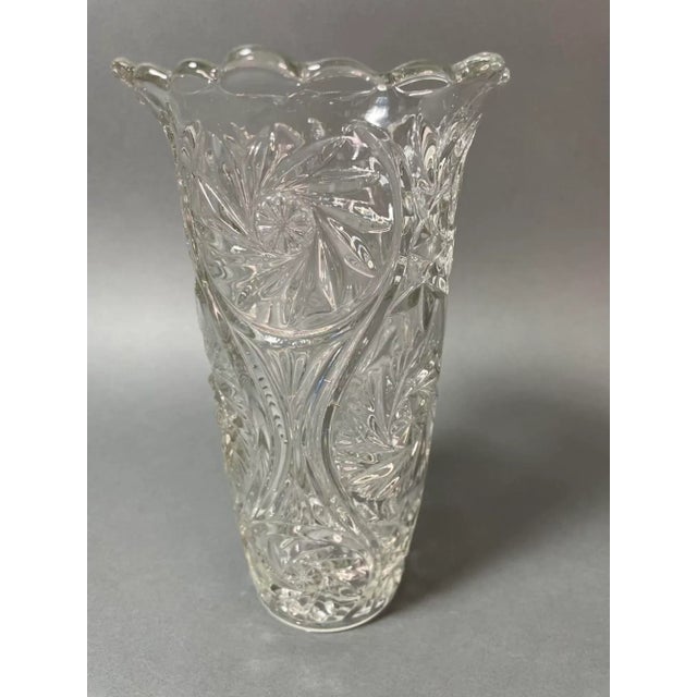 Mid-Century Modern Vintage European Brilliant Cut Glass Vase, Circa 1960 From Belgium For Sale - Image 3 of 12