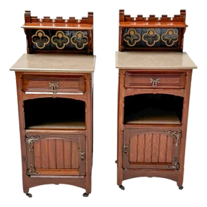 Arts & Crafts Nightstands by Gustave Serrurier-Bovy, 1890s, Set of 2