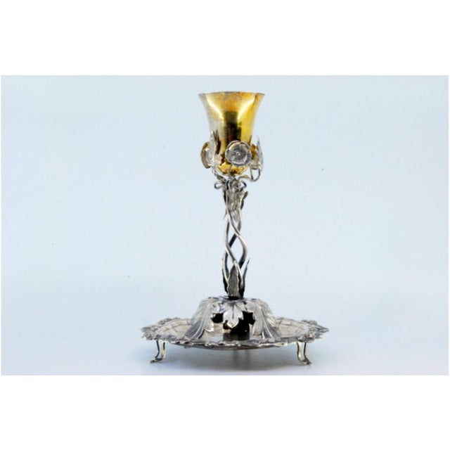 Silver Toothpick Holder with Golden Chalice, in Very Good conditions. Designed before 1890 This piece has an attribution...