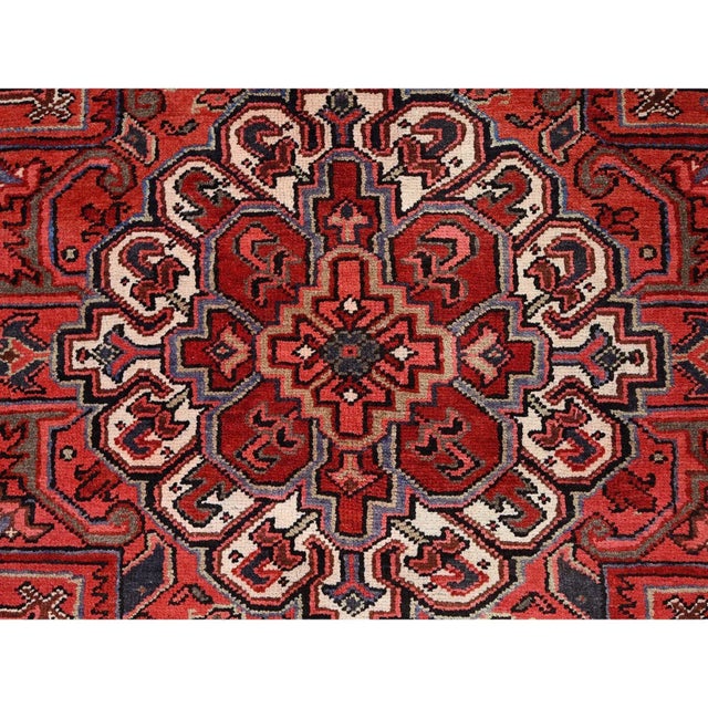 1960s Red Semi Antique Persian Heriz Design Rug | Chairish