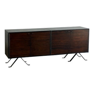 1970s Leather Wrapped Rosewood Credenza For Sale