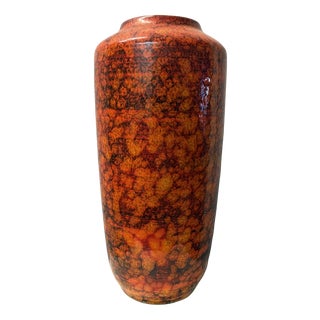 Vintage Fat Lava Vase in Orange from Scheurich, 1970s For Sale