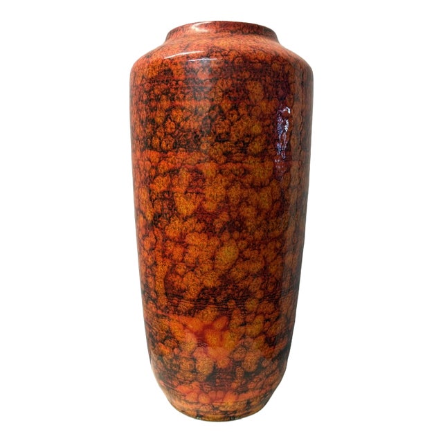 Vintage Fat Lava Vase in Orange from Scheurich, 1970s For Sale