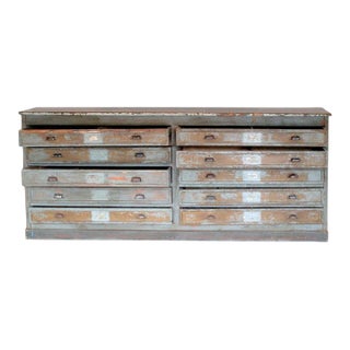 Vintage Blue Painted Pine Buffet, Belgium Century 1920 For Sale