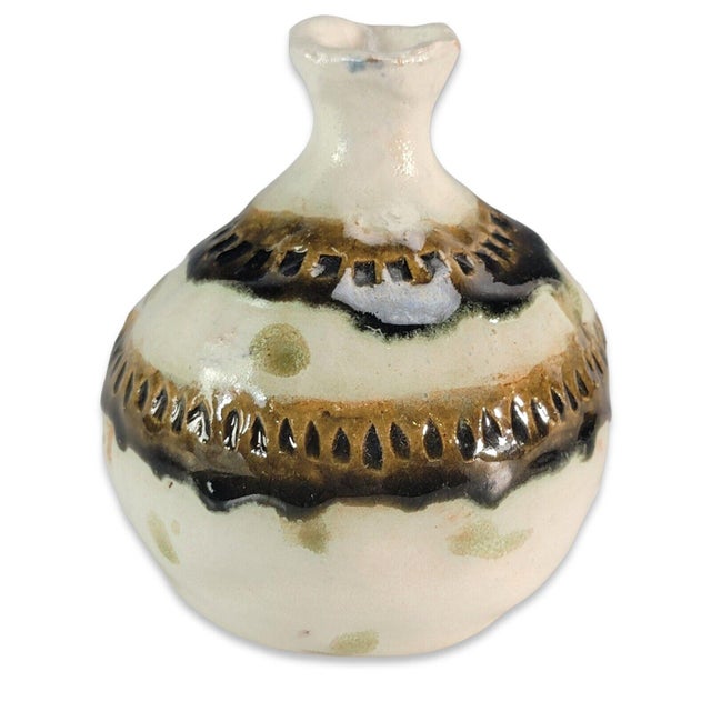 Vintage Studio Art Pottery Drip Glaze Stoneware Vase Handmade White ...