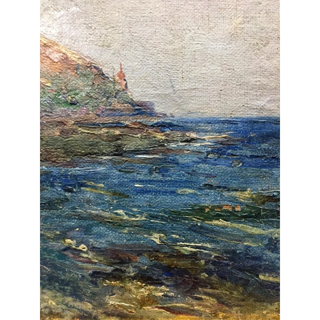 1960s Impressionist Style Rocky Shoreline Oil Painting "Twilight" Paul Christiaan Bos For Sale - Image 5 of 8