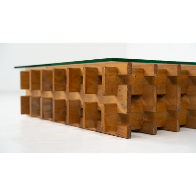 Mid-Century Italian Grid Coffee Table in Wood and Glass, 1960s For Sale - Image 6 of 10
