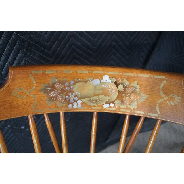 Brown Late 20th Century 6 Ethan Allen Duxbury Maple Colonial Windsor Fiddleback Dining Chairs For Sale - Image 8 of 14