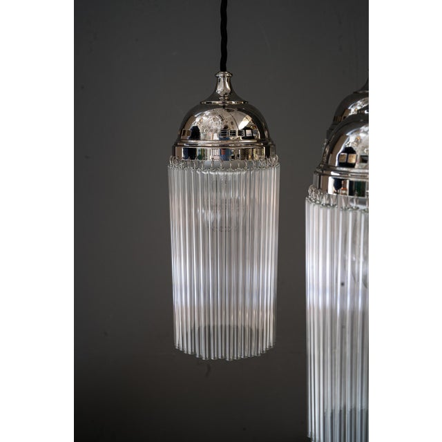 Art Deco Nickel Chandelier with Glass Sticks, 1920s For Sale - Image 10 of 18