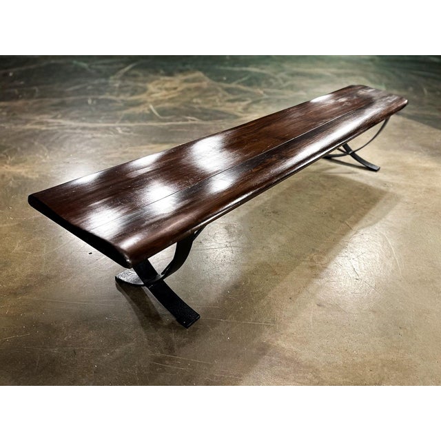 Wood Brazilian Modern Bench by Liceu De Artes E Ofícios, Rosewood & Iron, 1960s For Sale - Image 7 of 14
