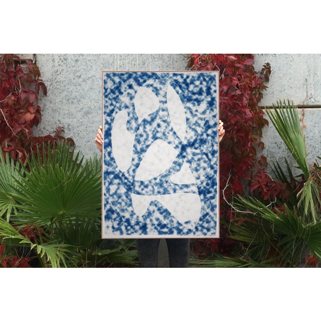 Blue 2021 "Translucent Cloudy Forms" Contemporary Print on Watercolor Paper For Sale - Image 8 of 10