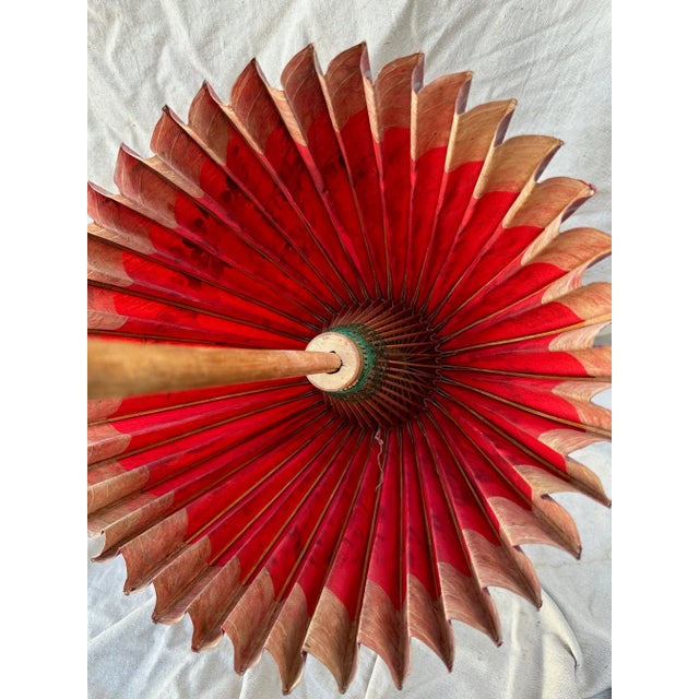 Vintage Asian Paper Umbrella Parasol For Sale In Palm Springs - Image 6 of 12