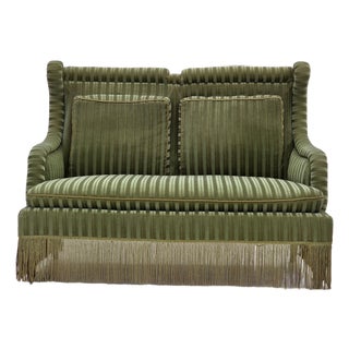 Vintage Danish Two-Seater Sofa in Green Furniture Velour, 1950s For Sale