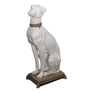 Beautiful Vintage Mid Century Greyhound Ceramic Statue Made in Italy, Signed