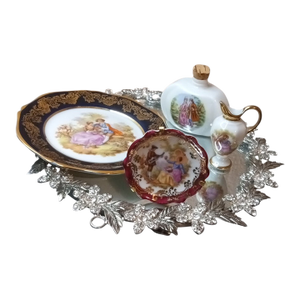 Exquisite Lot of 4pcs Limoges France Courting Porcelain Miniature Decor