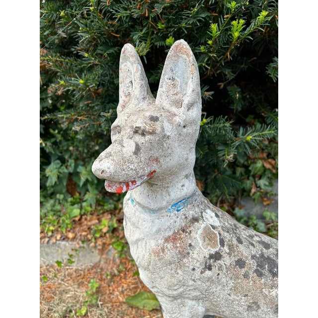 Brown Concrete Stone Shepard Garden Dog Ornament Sculpture, 1950s For Sale - Image 8 of 11