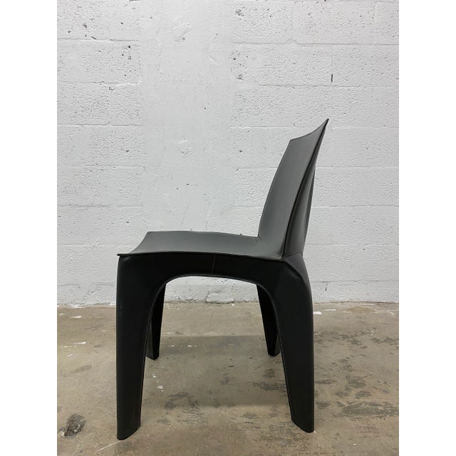 Modern Riccardo Blumer & Matteo Borghi Bb Leather Dining Chairs for Poliform - a Pair For Sale - Image 3 of 13