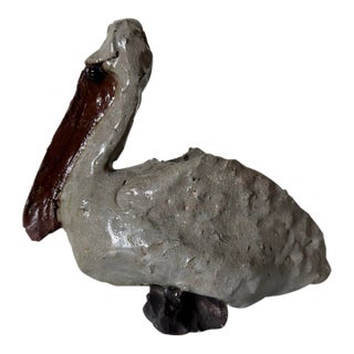 Vintage Handmade Studio Pottery Abstract Pelican Sculpture For Sale