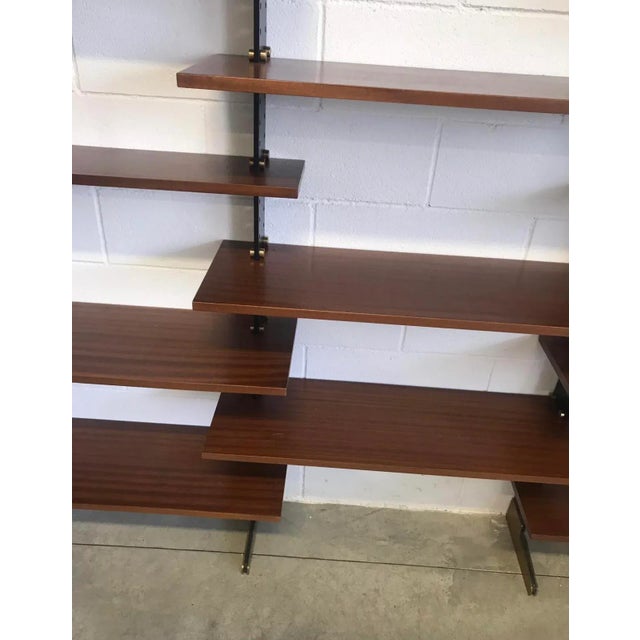 1950s 1950s Italian Ignazio Gardella Brass & Mahogany Bookcase For Sale - Image 5 of 6