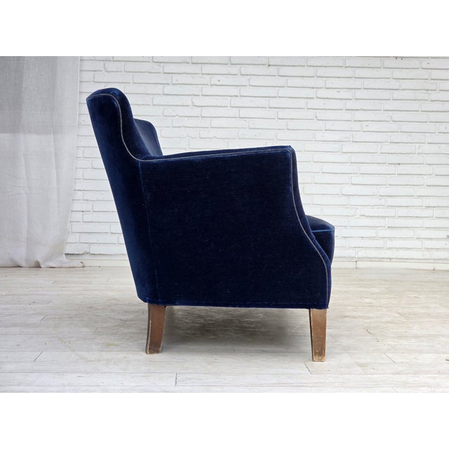 1960s Danish Two-Seater Sofa in Dark Blue Furniture Velour, 1960s For Sale - Image 5 of 15