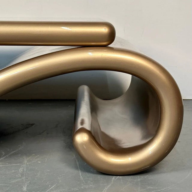 Mid-Century Modern Organic Coffee Cocktail Table Gold Metallic Fiberglass 1980s For Sale - Image 10 of 13