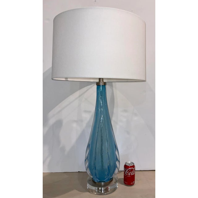Murano Style Blue Art Glass Table Lamp For Sale In Atlanta - Image 6 of 6