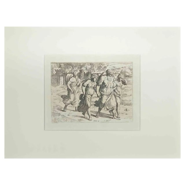 Giovanni Lanfranco, Genesis 19, Old Testament Story, Etching, 1600s For Sale