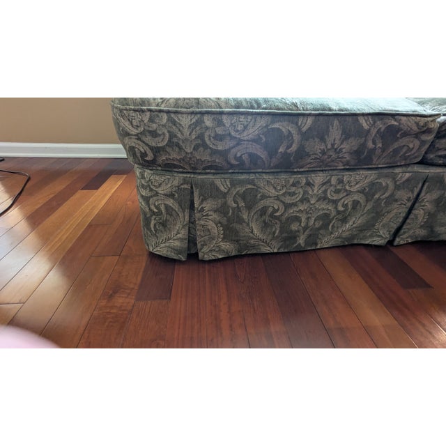 92”W × 38”D × 32”H Attributed Bernhardt Loose Pillow Back Rolled Arm Curved Sofa Super comfortable yet very stylish. It is...