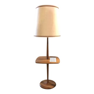Laurel Walnut Floor Lamp W Table & Magazine Rack For Sale