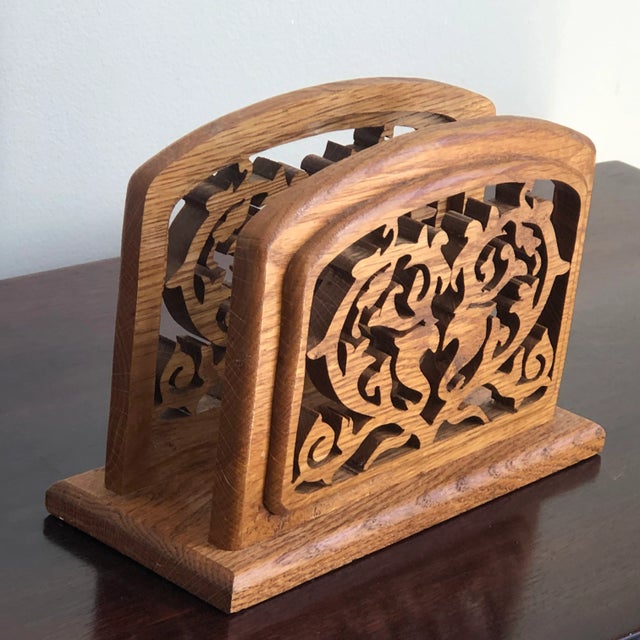 Late 20th Century Vintage Handcrafted Wood Napkin Holder For Sale - Image 5 of 11