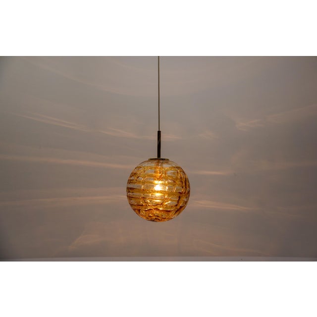 Yellow Murano Glass Ball Pendant Lamp from Doria Leuchten, 1960s For Sale - Image 4 of 11