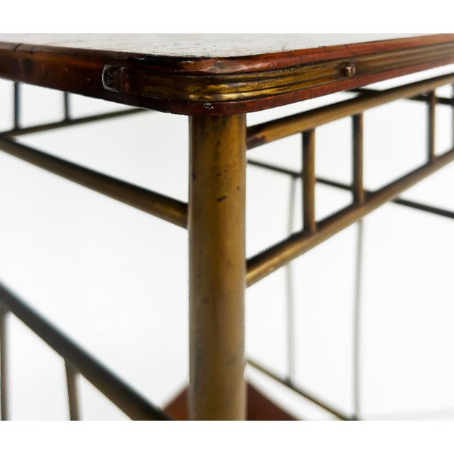 Brass Early 20th Century Ernst Rockhausen German Arts and Crafts Pedestal Stand in Wood and Brass For Sale - Image 8 of 11