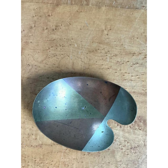 Vintage Abstract Metal Palette Bowl For Sale - Image 9 of 12