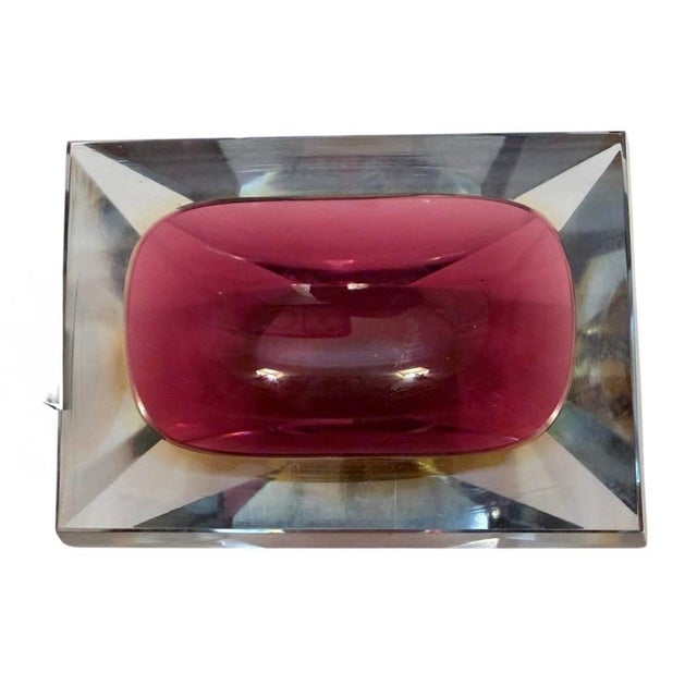 Mid-Century Modern Mid-Century Purple & Amber Sommerso Faceted Glass Bowl / Ashtray, Attributed to Murano For Sale - Image 3 of 4
