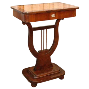 1910s Art Nouveau Lyre Based Mahogany Side Table