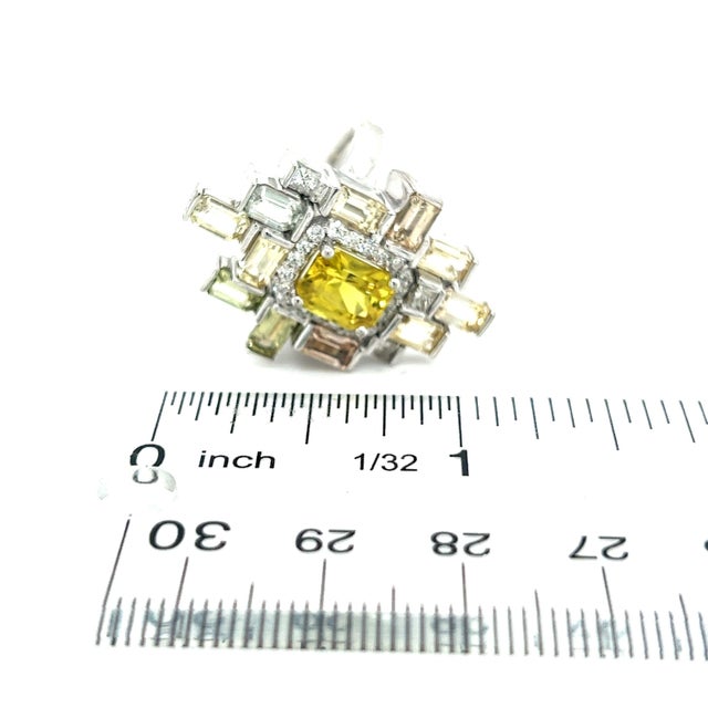 Natural Sapphire Diamond Ring 6.75 14k W Gold 13.3 TCW Certified For Sale - Image 17 of 18