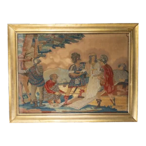 19th Century English Needlework Embroidered Historical Scene