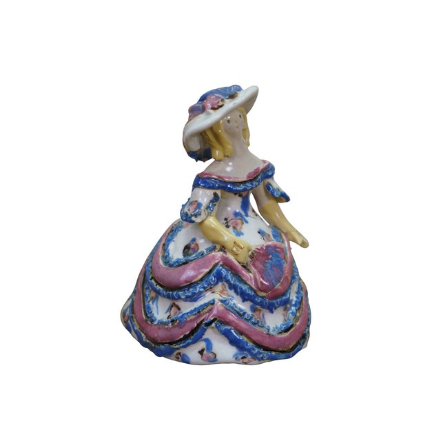 Folk Art Vintage Arts & Crafts Overbeck Pottery Southern Belle Grotesque Figurine Indiana For Sale - Image 3 of 16