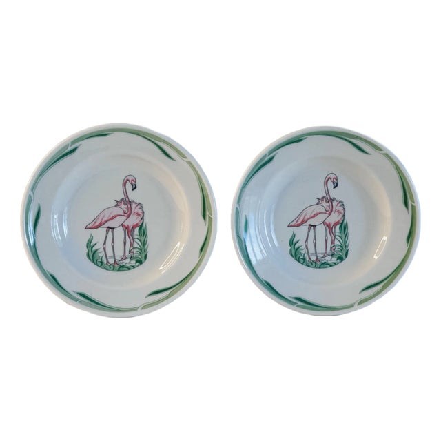 Vintage 1950s Flamingo Restaurant Ware Plates - A Pair For Sale
