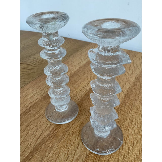 Glass A Pair of Vintage Iittala Festivo 6 Ring Glass Candlesticks by Timo Sarpaneva, a Pair For Sale - Image 7 of 10